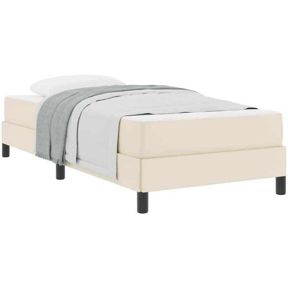 vidaXL - Bedframe - met - matras - Crème - 80 - x - 200 - cm - Stof vidaXL - Bedframe - met - matras - Crème - 80 - x - 200 - cm - Stof afbeelding 1