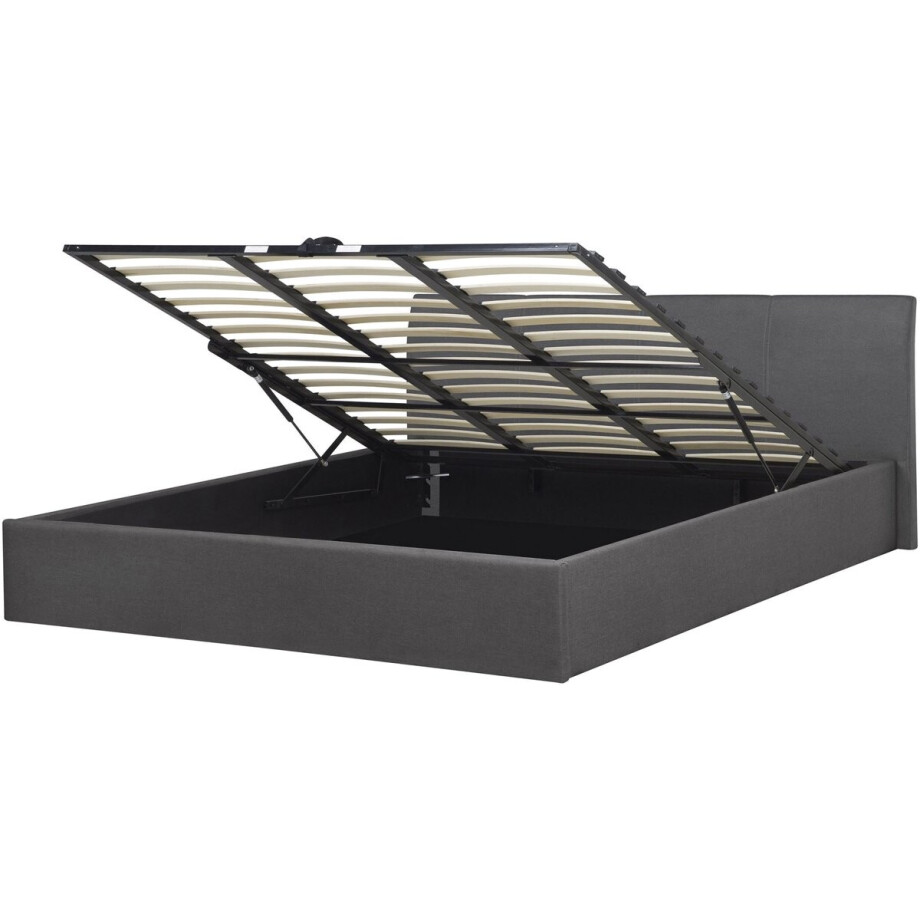 BELIANI ORBEY - Tweepersoonsbed - Grijs - 180 x 200 cm - Polyester BELIANI ORBEY - Tweepersoonsbed - Grijs - 180 x 200 cm - Polyester afbeelding 1