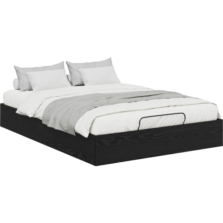 vidaXL - Ottoman - Bedframe - Zwart - Eiken - 193 - x - 120 - x - 25 - cm - Spaanplaat afbeelding 1