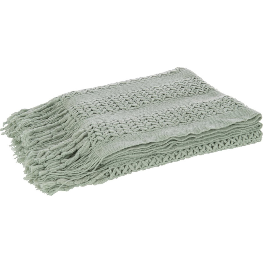 J-Line plaid Gebreid - polyester - lichtgroen - 160 x 130 cm J-Line plaid Gebreid - polyester - lichtgroen - 160 x 130 cm afbeelding 1