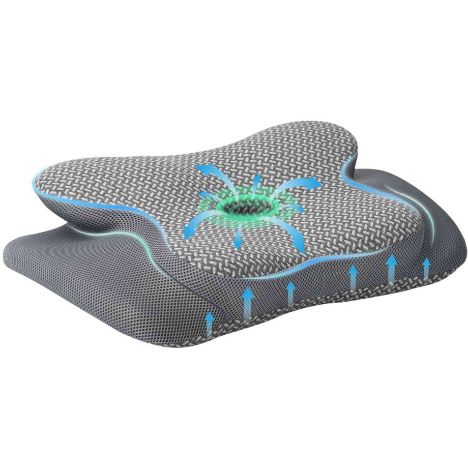 vidaXL - Nek - kussen - Grijs - Traagschuim - 58 - x - 38 - x - 12 - cm vidaXL - Nek - kussen - Grijs - Traagschuim - 58 - x - 38 - x - 12 - cm afbeelding 1