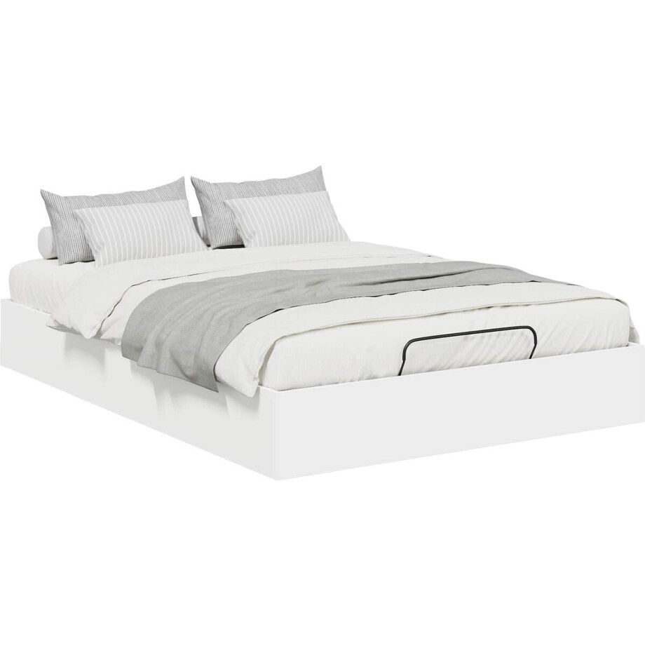 vidaXL - Ottoman - Bedframe - Wit - 135 - x - 190 - cm - Geconstrueerd - hout afbeelding 1