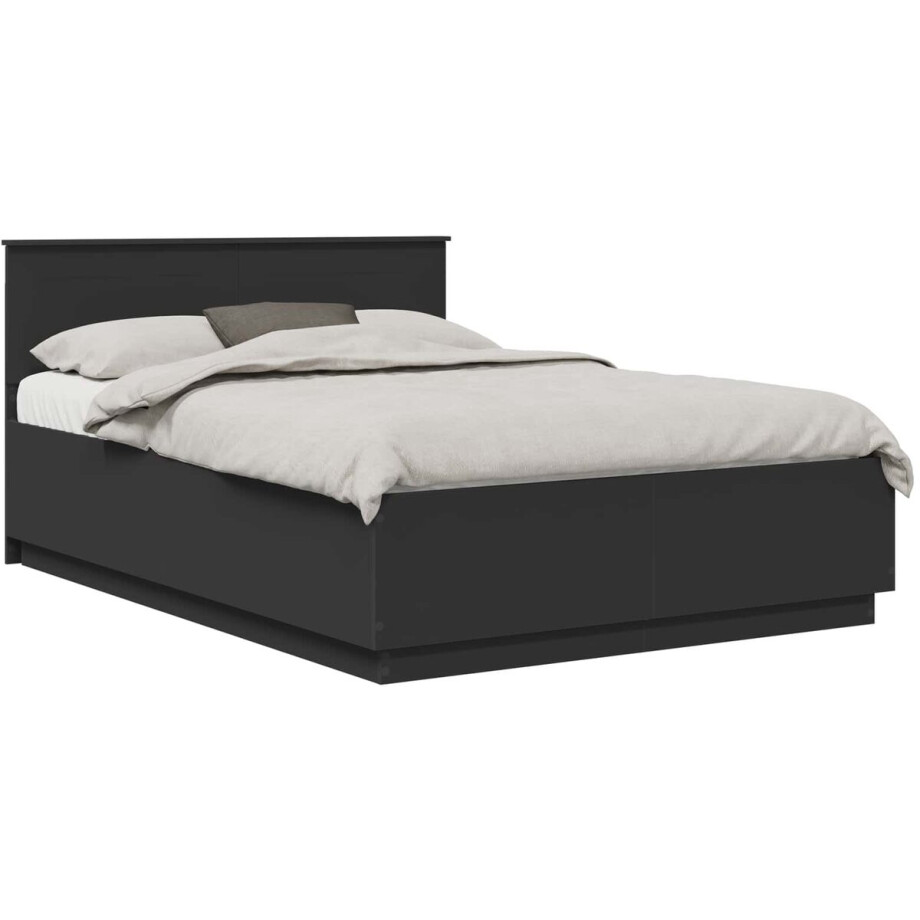 vidaXL - Bedframe - met - hoofdeinde - Zwart - 150 - x - 200 - cm - Bewerkt - hout vidaXL - Bedframe - met - hoofdeinde - Zwart - 150 - x - 200 - cm - Bewerkt - hout afbeelding 1