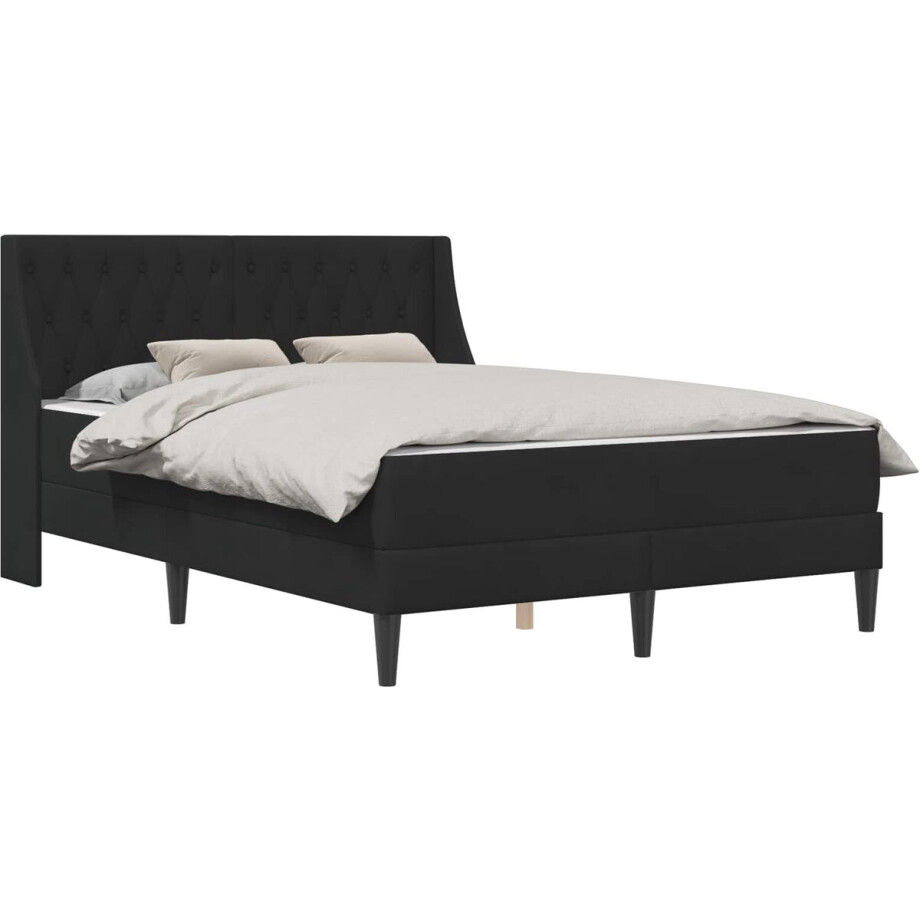 vidaXL - Bedframe - met - matras - met - matras - Zwart - 120 - x - 190 - cm - Fluweel afbeelding 1