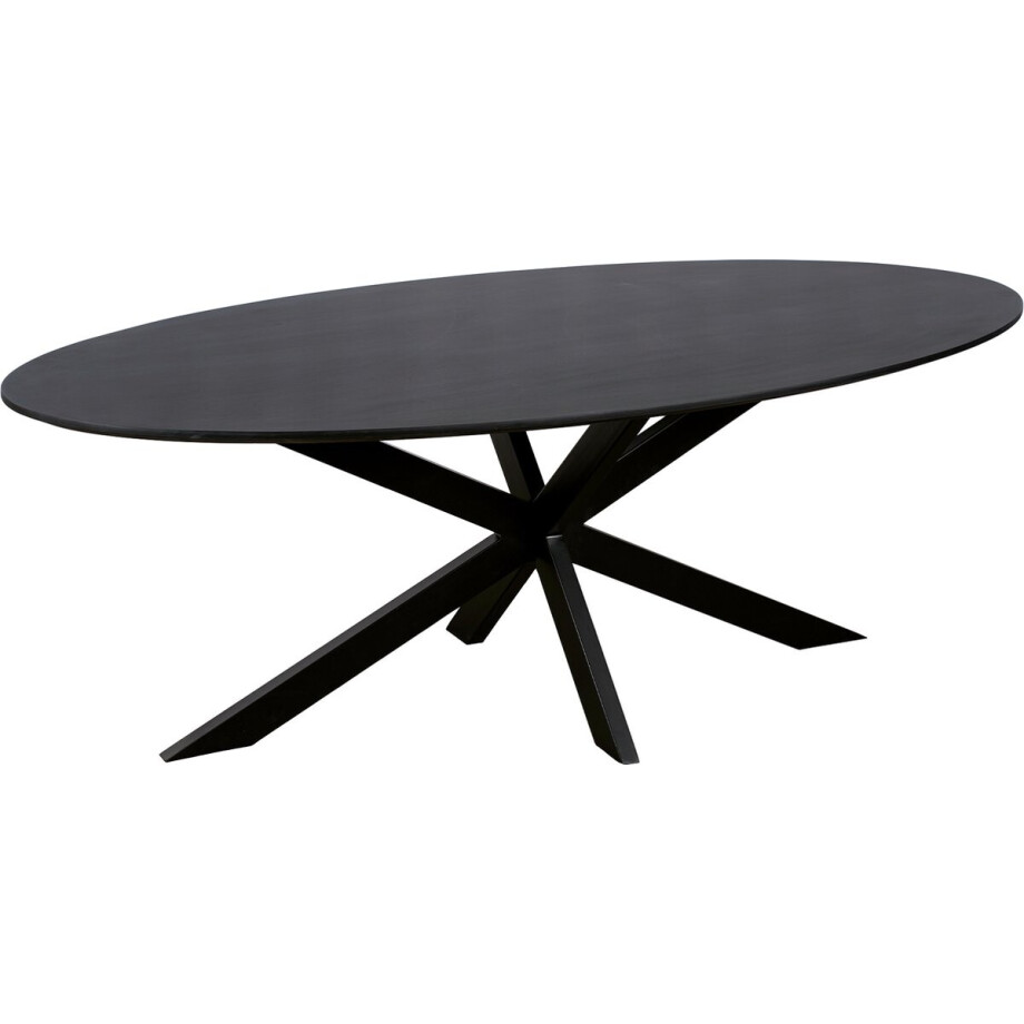 QUVIO Eettafel Sofia - Ovaal - 220x100 cm - Stalen kruispoot - FSC®-gecertificeerd mangohout - Zwart afbeelding 1
