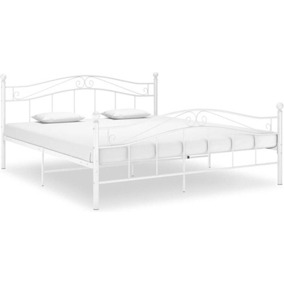 vidaXL - Bedframe - metaal - wit - 180x200 - cm afbeelding 1