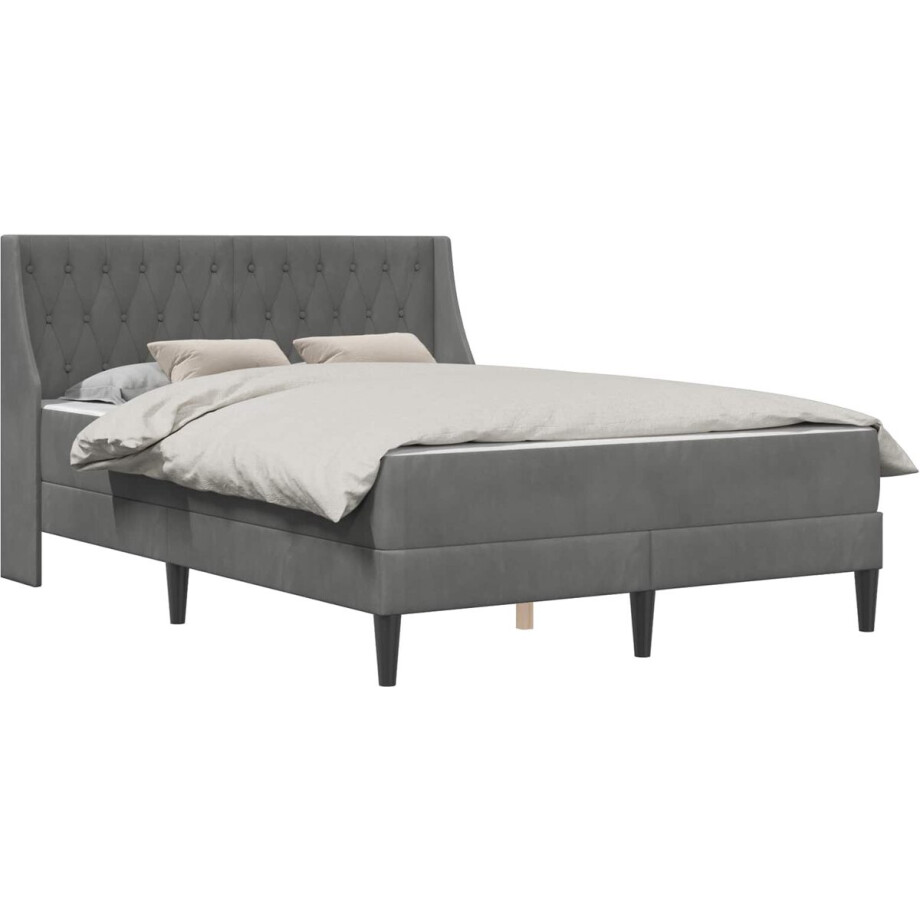 vidaXL - Bedframe - met - matras - met - matras - Donkergrijs - 140 - x - 190 - cm - Fluweel vidaXL - Bedframe - met - matras - met - matras - Donkergrijs - 140 - x - 190 - cm - Fluweel afbeelding 1