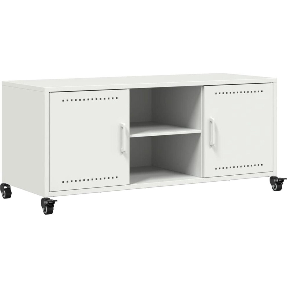 vidaXL - Tv-meubel - 100,5x39x43,5 - cm - staal - wit afbeelding 1
