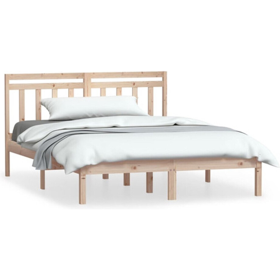 vidaXL - Bedframe - massief - hout - 135x190 - cm afbeelding 1