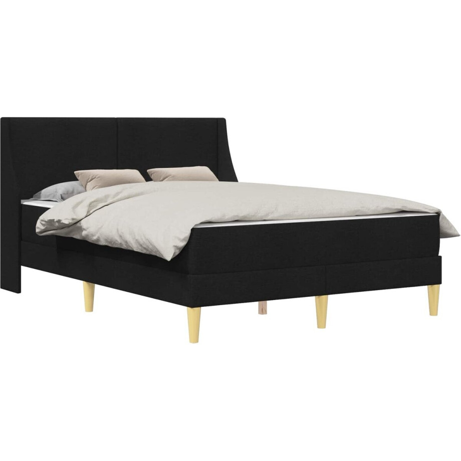 vidaXL - Bedframe - met - matras - met - hoofdeinde - Polyester afbeelding 1