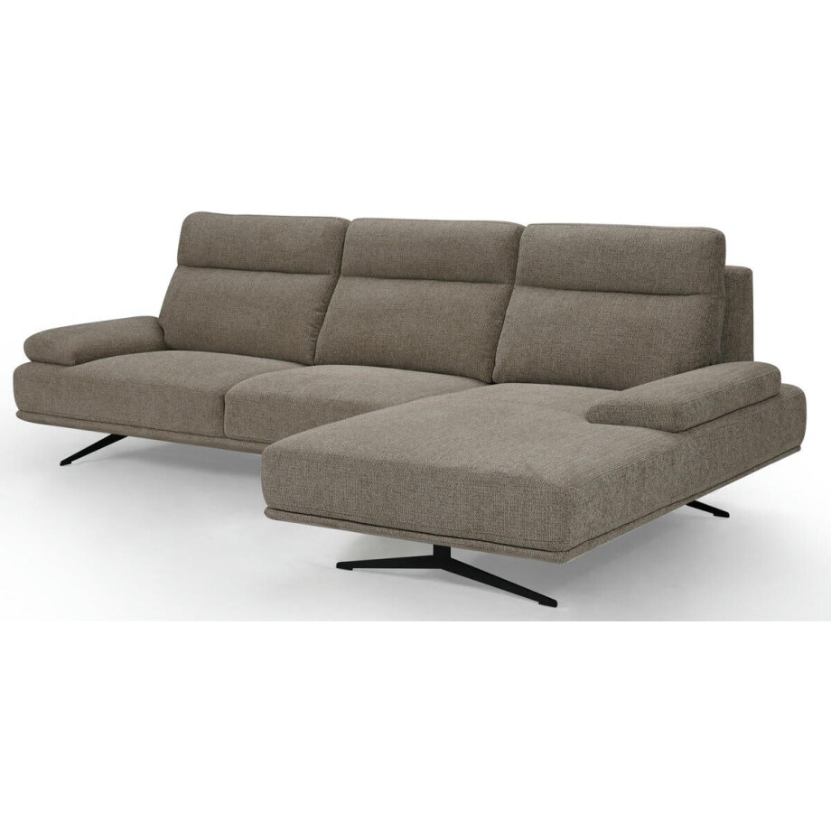 Chaise Longue Bank Bruin Links - Stof & Metaal - 304x176x98 cm - Bank Seattle - Giga Meubel afbeelding 1