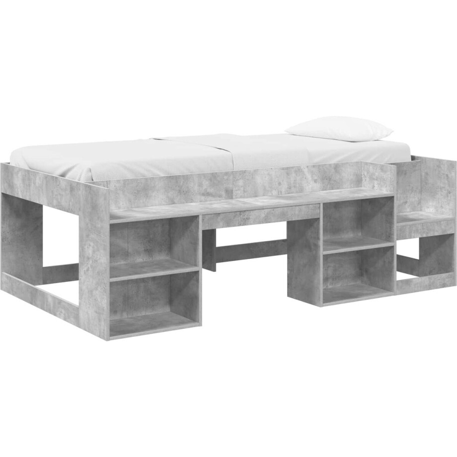 vidaXL - Kinderbedframe - met - opbergruimte - Betongrijs - 98,5 - x - 200 - cm afbeelding 1