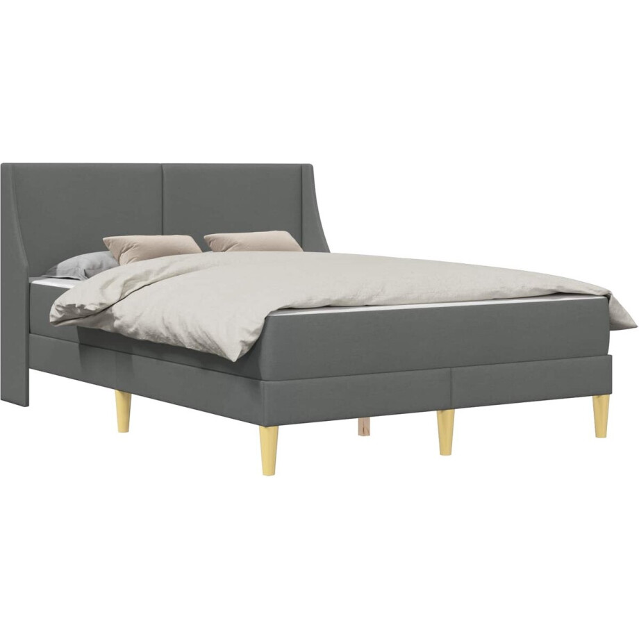 vidaXL - Bedframe - met - matras - met - hoofdeinde - Polyester afbeelding 1