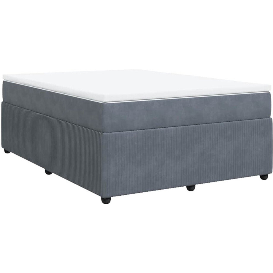 vidaXL - Boxspring - met - matras - fluweel - donkergrijs - 140x200 - cm afbeelding 1