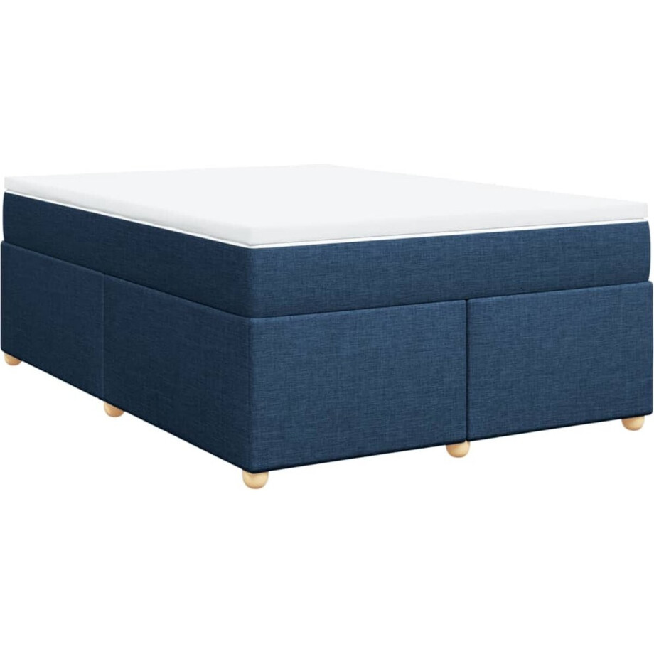 vidaXL - Boxspring - met - matras - stof - blauw - 140x200 - cm vidaXL - Boxspring - met - matras - stof - blauw - 140x200 - cm afbeelding 1