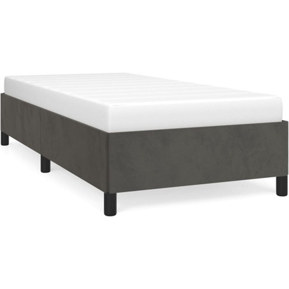 vidaXL - Bedframe - zonder - matras - 90x190 - cm - fluweel - donkergrijs vidaXL - Bedframe - zonder - matras - 90x190 - cm - fluweel - donkergrijs afbeelding 1