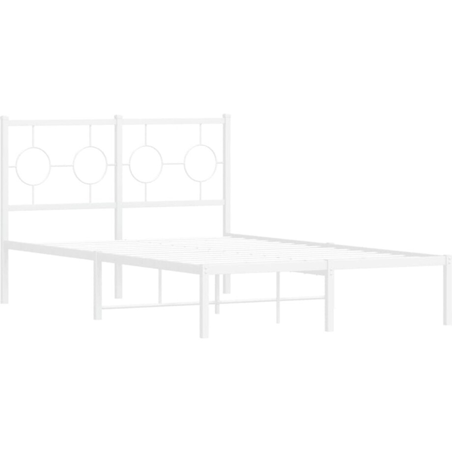vidaXL - Bedframe - met - hoofdbord - metaal - wit - 120x190 - cm vidaXL - Bedframe - met - hoofdbord - metaal - wit - 120x190 - cm afbeelding 1