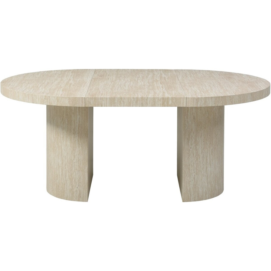 Uitschuifbare Eettafel SIDRINA Luxe Ovaal MDF Travertijn 120-240x120x76 cm – 4 tot 12 Personen – Modern Design – Abkantoor Uitschuifbare Eettafel SIDRINA Luxe Ovaal MDF Travertijn 120-240x120x76 cm – 4 tot 12 Personen – Modern Design – Abkantoor afbeelding 1