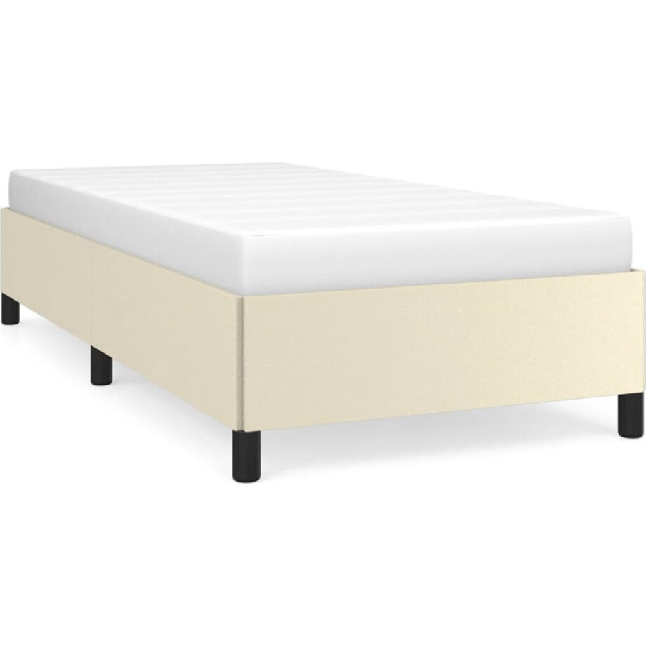 vidaXL - Bedframe - kunstleer - crèmekleurig - 90x190 - cm vidaXL - Bedframe - kunstleer - crèmekleurig - 90x190 - cm afbeelding 1