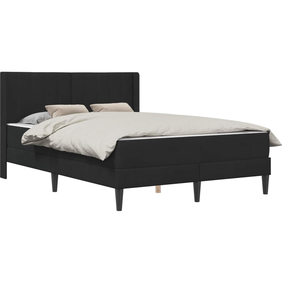 vidaXL - Bedframe - met - matras - Zwart - 160 - x - 200 - cm - fluweel afbeelding 1