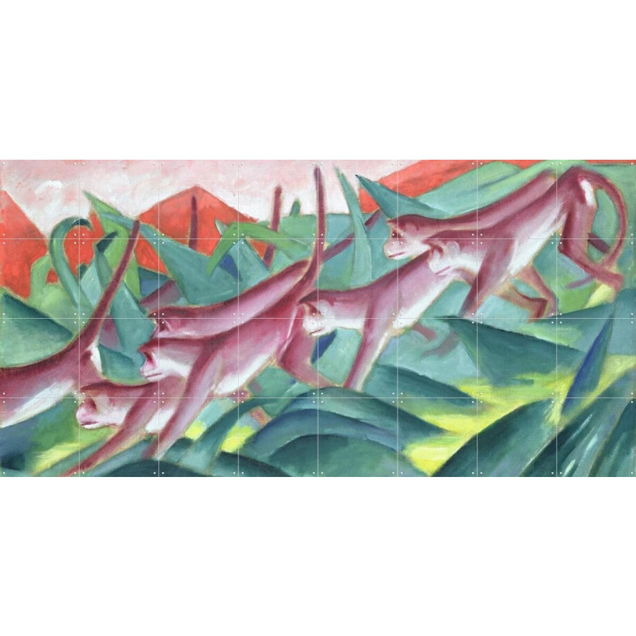 IXXI Monkey Frieze 1911, Franz Marc & Bridgeman Images - 160 x 80 cm - Gratis ophangtool - Grote wanddecoratie en posters - Klassiek, Kleurrijk afbeelding 1