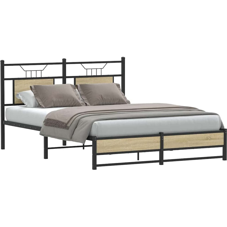vidaXL - Bedframe - zonder - matras - hout - sonoma - eikenkleurig - 140x190 - cm afbeelding 1