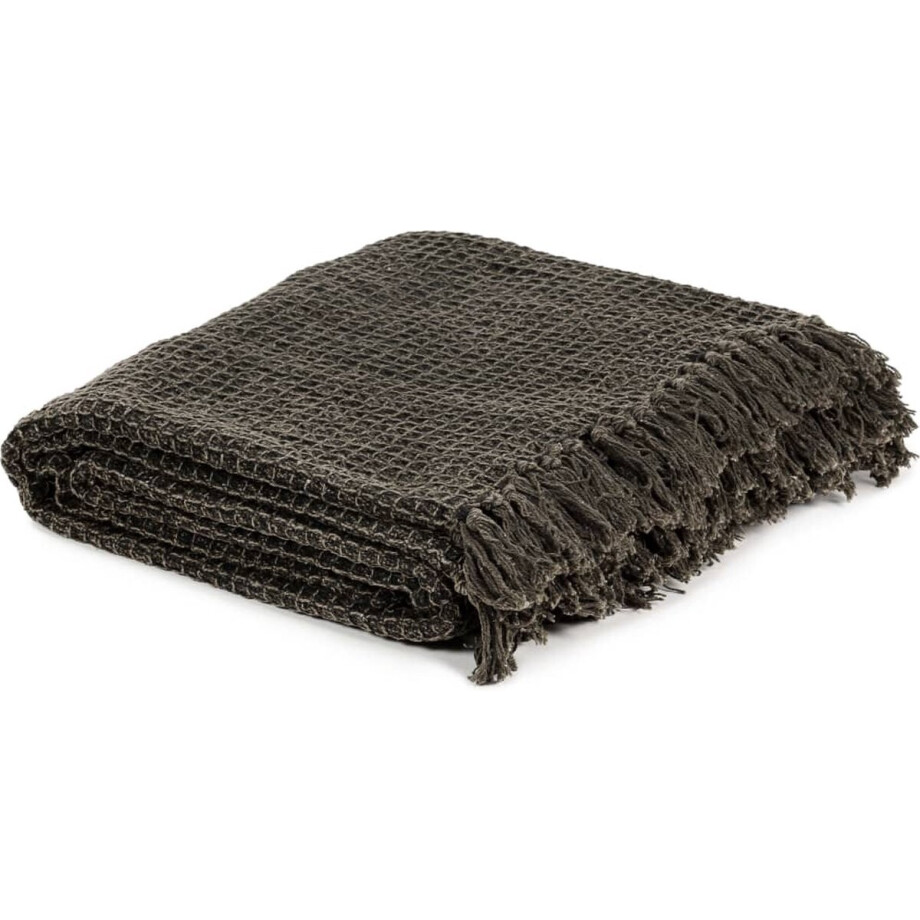 vidaXL - Plaid - 220x250 - cm - katoen - antraciet - en - bruin afbeelding 1