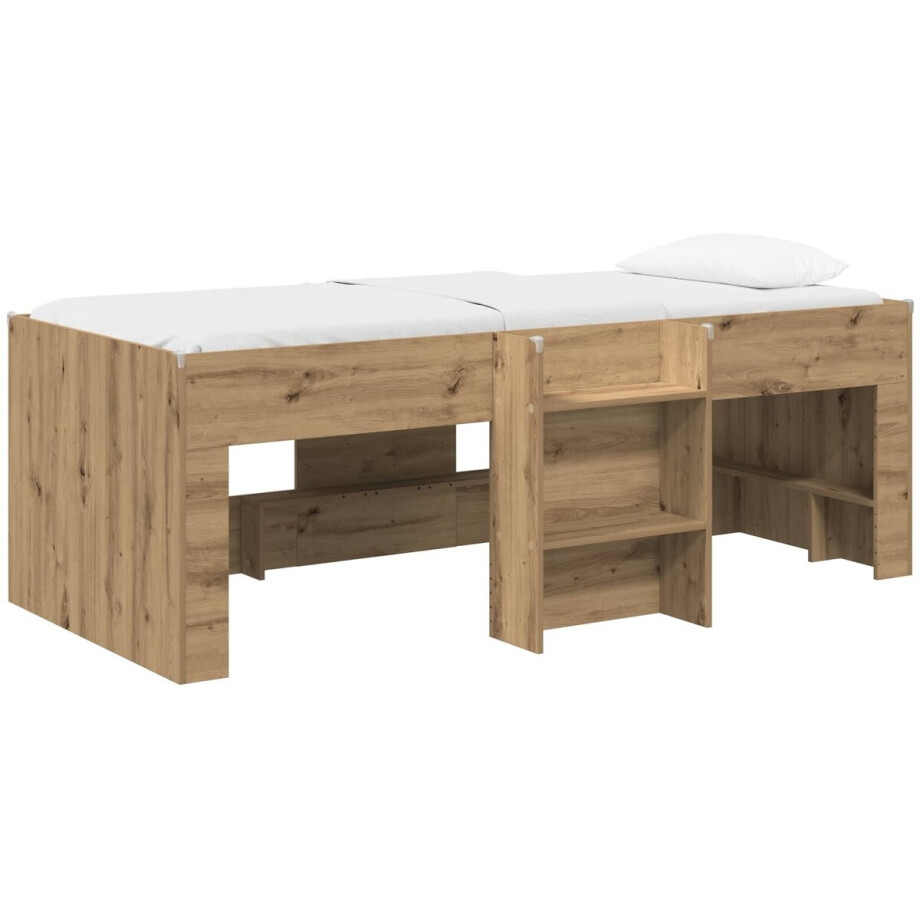 vidaXL - Kinderhoogslaper - Artisanaal - eiken - 90 - x - 200 - cm - Bewerkt - hout vidaXL - Kinderhoogslaper - Artisanaal - eiken - 90 - x - 200 - cm - Bewerkt - hout afbeelding 1