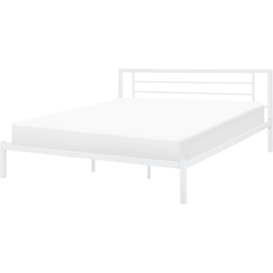 BELIANI CUSSET - Tweepersoonsbed - Wit - 180 x 200 cm - Metaal afbeelding 1