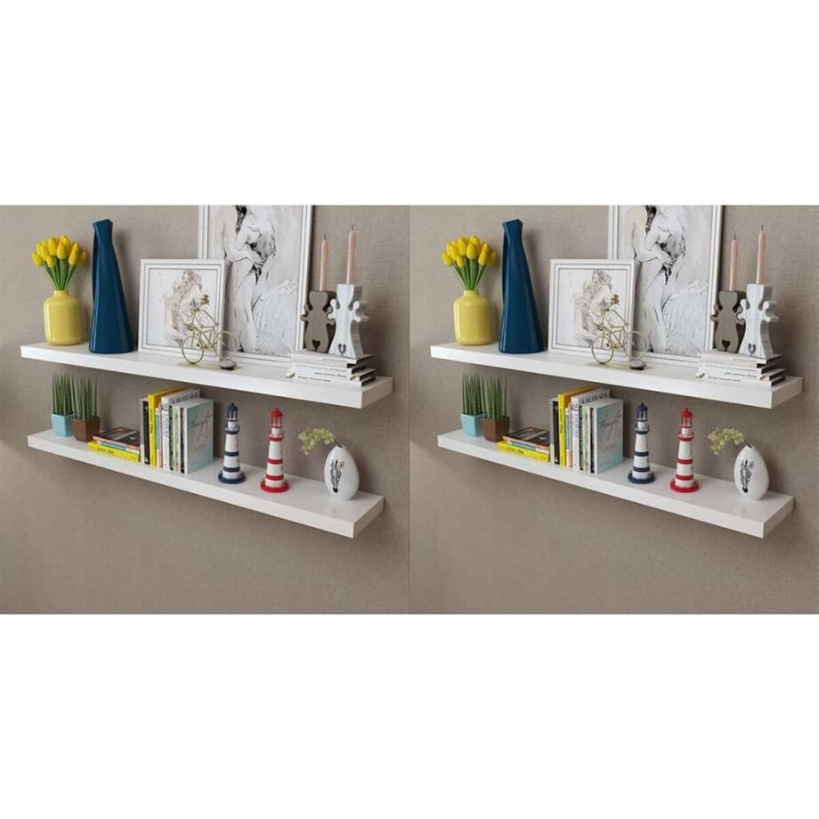 vidaXL - Wandplanken - 4 - st - 120 - cm - wit vidaXL - Wandplanken - 4 - st - 120 - cm - wit afbeelding 1