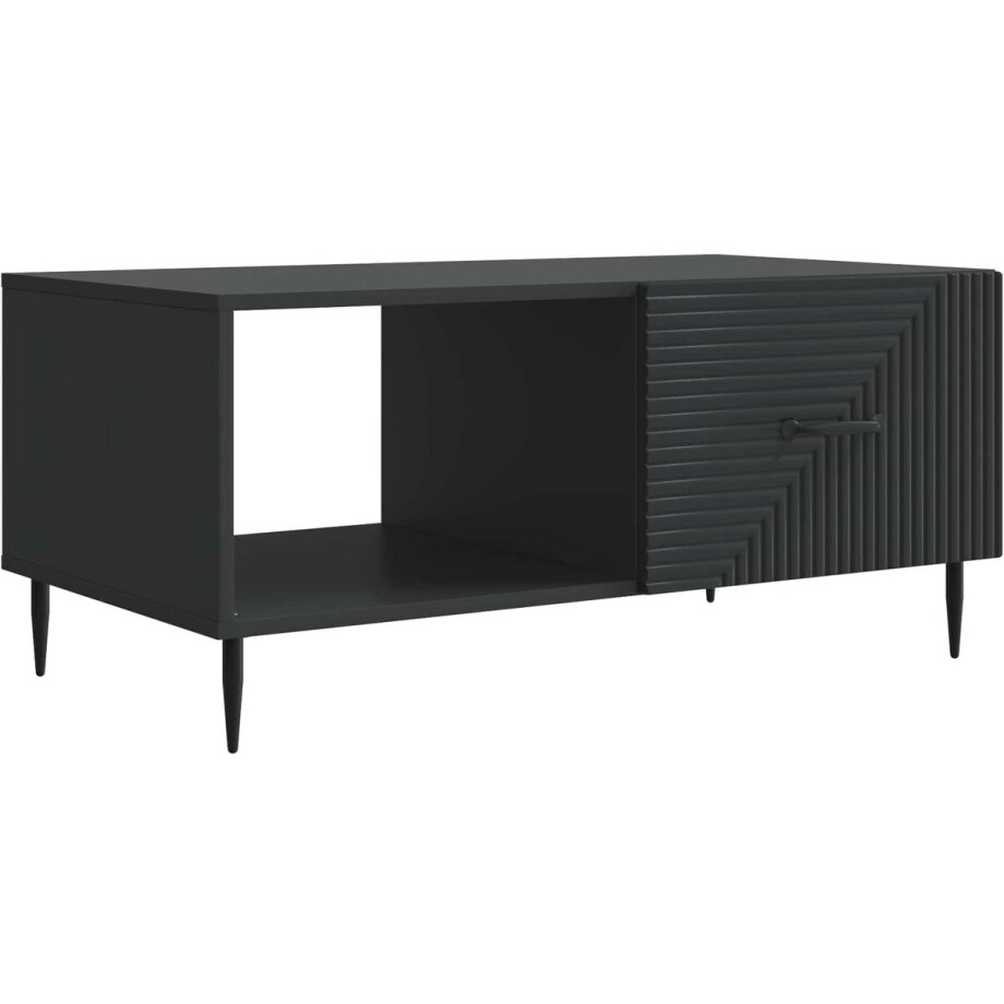 vidaXL - Salontafel - Zwart - 90 - x - 50 - x - 40 - cm - Bewerkt - hout vidaXL - Salontafel - Zwart - 90 - x - 50 - x - 40 - cm - Bewerkt - hout afbeelding 1