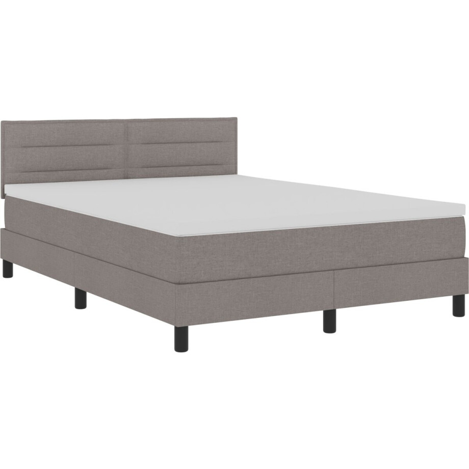 vidaXL - Boxspring - bed - met - matras - met - LED - Taupe - 140 - x - 200 - cm - Stof vidaXL - Boxspring - bed - met - matras - met - LED - Taupe - 140 - x - 200 - cm - Stof afbeelding 1