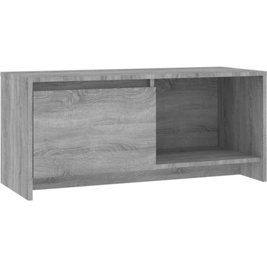 vidaXL - Tv-meubel - 90x35x40 - cm - bewerkt - hout - grijs - sonoma - eikenkleurig afbeelding 1