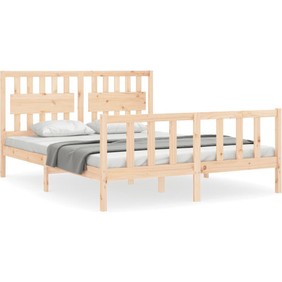 vidaXL - Bedframe - zonder - matras - massief - grenenhout - 160x200 - cm afbeelding 1
