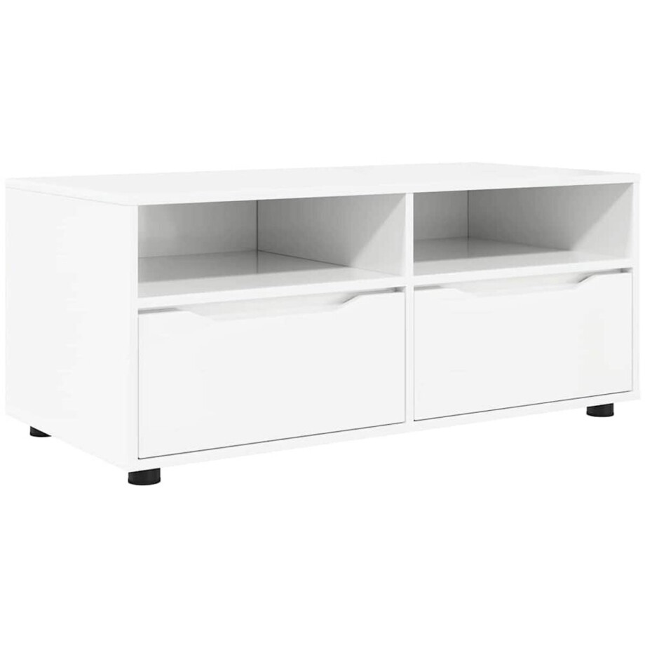 vidaXL - TV - Kast - met - lade - Hoogglans - wit - 100 - x - 48 - x - 43 - cm - Bewerkt - hout afbeelding 1