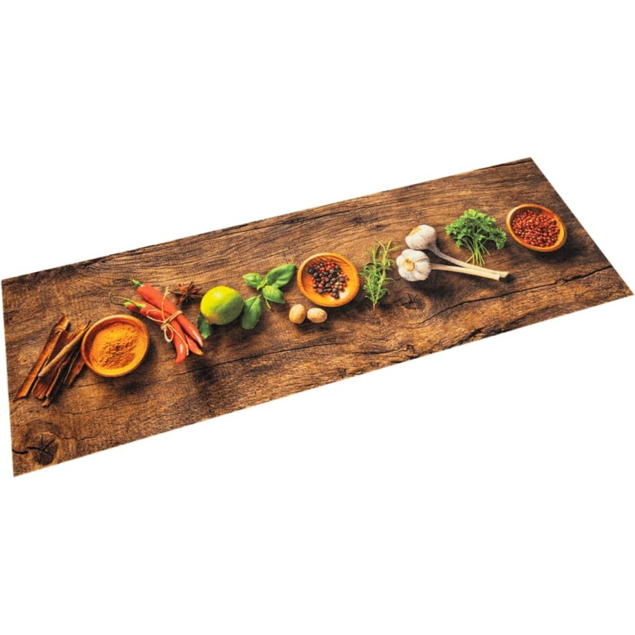 vidaXL - Keukenmat - wasbaar - kruidenprint - 45x150 - cm - fluweel vidaXL - Keukenmat - wasbaar - kruidenprint - 45x150 - cm - fluweel afbeelding 1