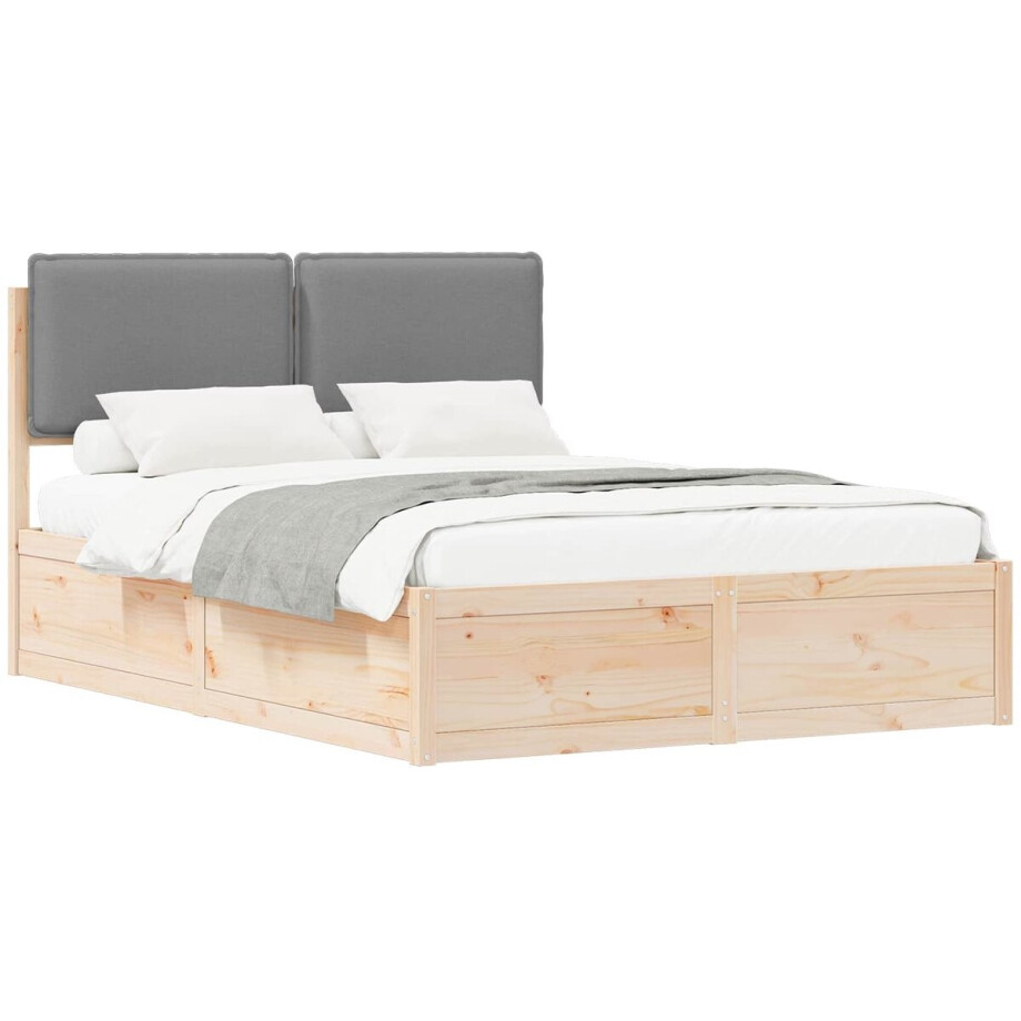 vidaXL - Bedframe - met - Gevoerde - Hoofdbord - Lichtgrijs - 150 - x - 200 - cm vidaXL - Bedframe - met - Gevoerde - Hoofdbord - Lichtgrijs - 150 - x - 200 - cm afbeelding 1