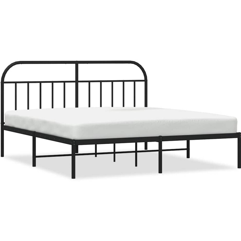 vidaXL - Bedframe - met - hoofdbord - metaal - zwart - 183x213 - cm afbeelding 1