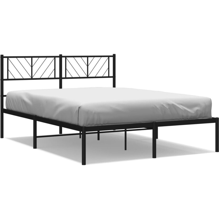 vidaXL - Bedframe - met - hoofdbord - metaal - zwart - 120x190 - cm afbeelding 1