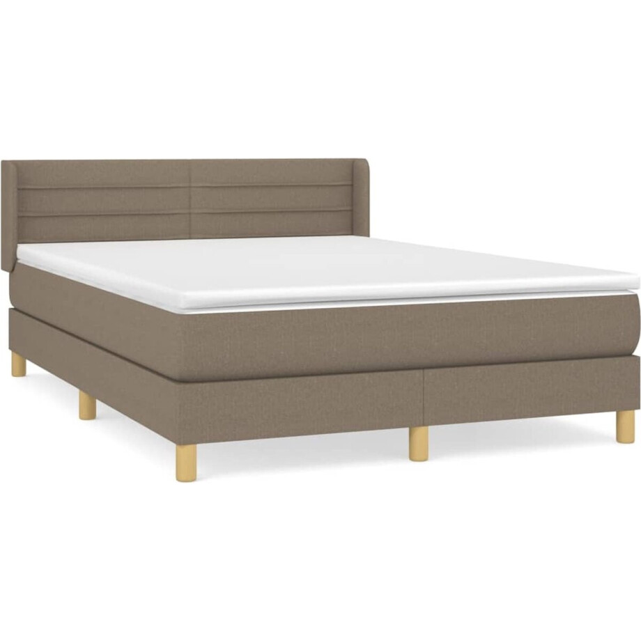 vidaXL - Boxspring - met - matras - stof - taupe - 140x190 - cm afbeelding 1