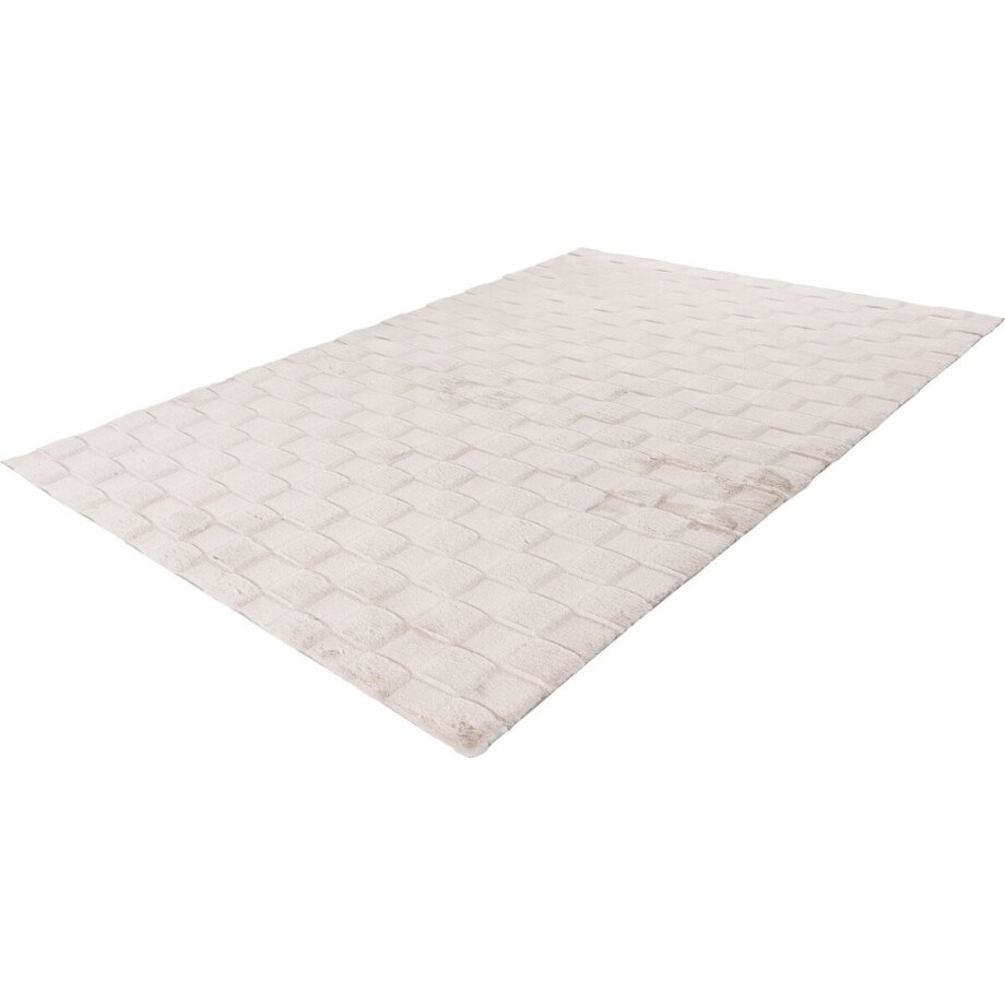 Lalee Soul - 3d Vloerkleed - Tapijt – Karpet - Hoogpolig - Superzacht - nieuwe trend comfy Fluffy - 3d blokjes- rabbit- 200x290 cm licht Taupe afbeelding 1