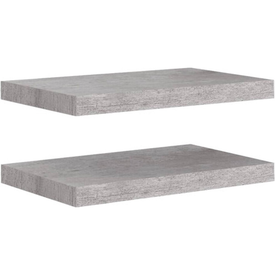 vidaXL - Wandschappen - zwevend - 2 - st - 50x23x3,8 - cm - MDF - betongrijs afbeelding 1