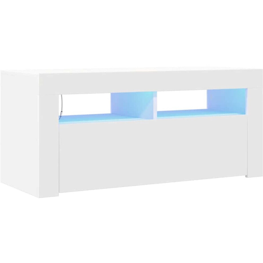 vidaXL - Tv-meubel - met - LED-verlichting - 90x35x40 - cm - wit afbeelding 1