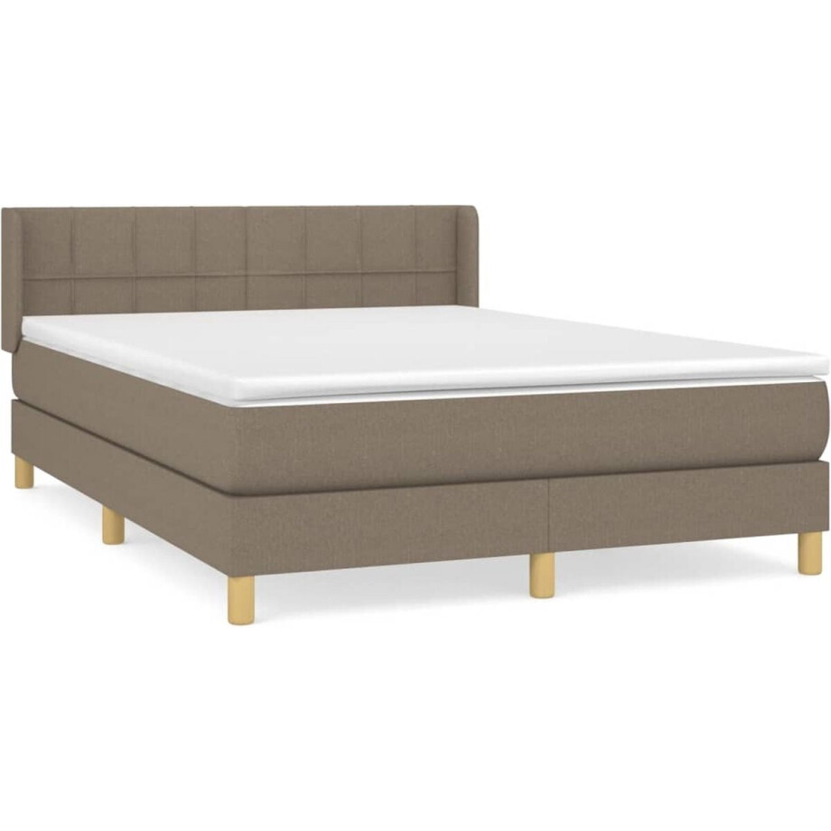 vidaXL - Boxspring - met - matras - stof - taupe - 140x190 - cm afbeelding 1