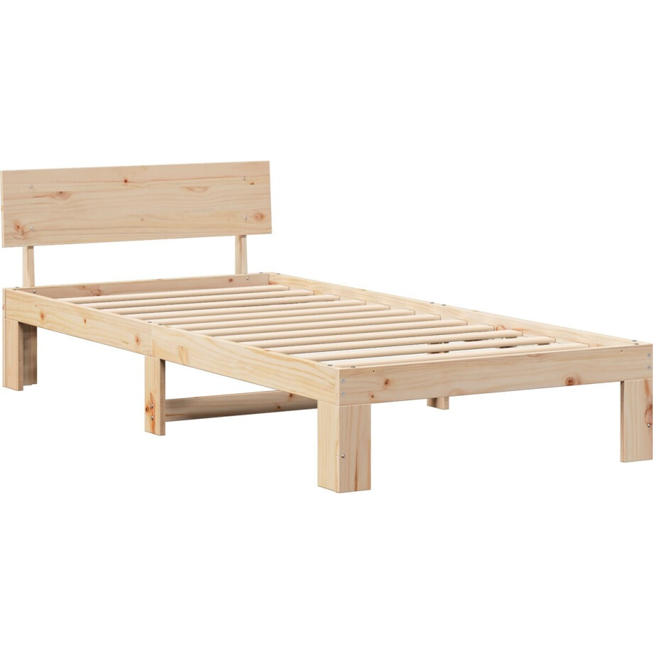 vidaXL - Bedframe - met - hoofdeinde - Naturel - 90 - x - 200 - cm - Massief - grenenhout vidaXL - Bedframe - met - hoofdeinde - Naturel - 90 - x - 200 - cm - Massief - grenenhout afbeelding 1