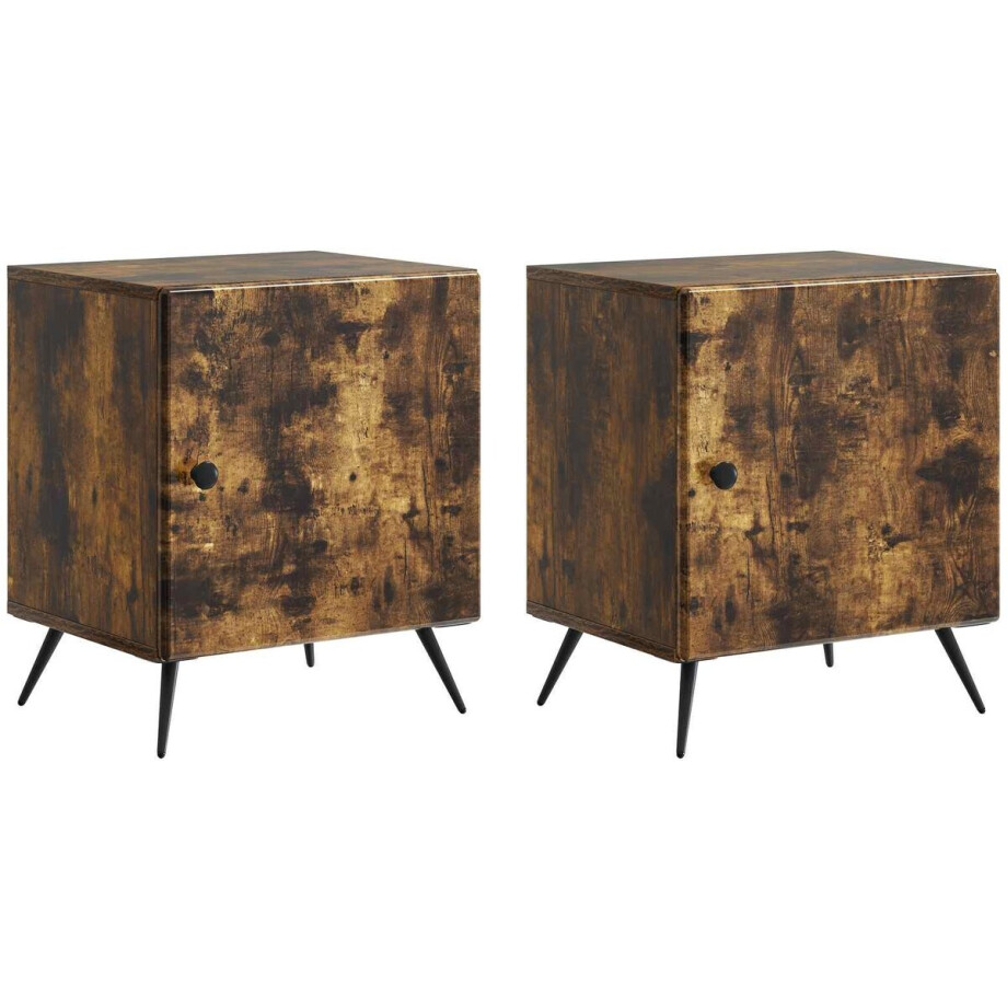 vidaXL - Nachtkastje - 2 - st - Gerookt - eiken - 43 - x - 34,5 - x - 50 - cm - Bewerkt - hout afbeelding 1