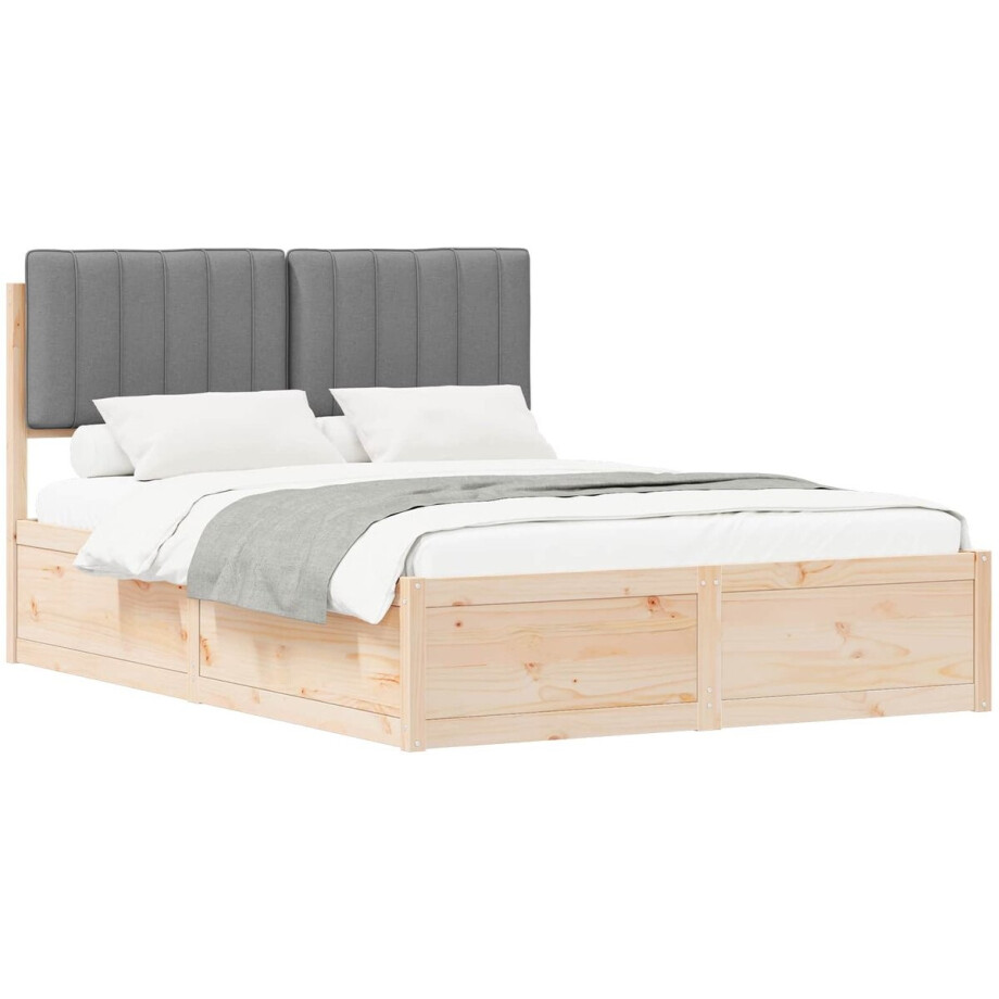 vidaXL - Bedframe - met - Gevoerde - Hoofdbord - Lichtgrijs - 135 - x - 190 - cm vidaXL - Bedframe - met - Gevoerde - Hoofdbord - Lichtgrijs - 135 - x - 190 - cm afbeelding 1