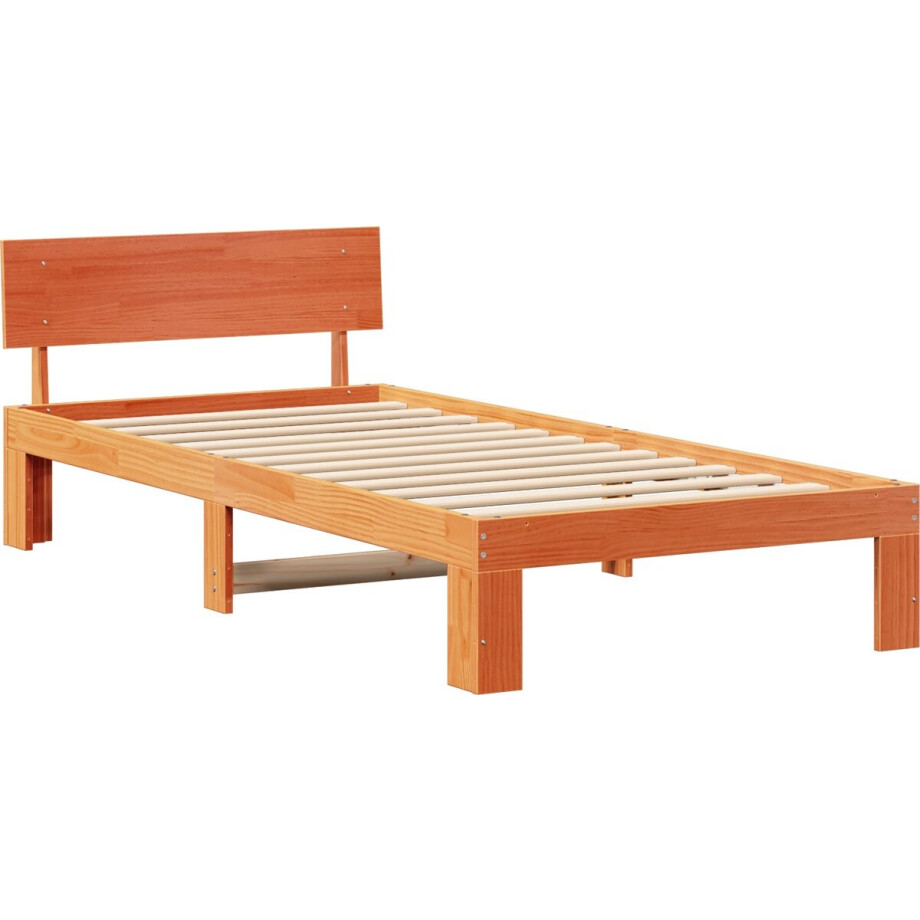 vidaXL - Bedframe - met - hoofdeinde - Wasbruin - 75 - x - 190 - cm - Massief - grenenhout afbeelding 1