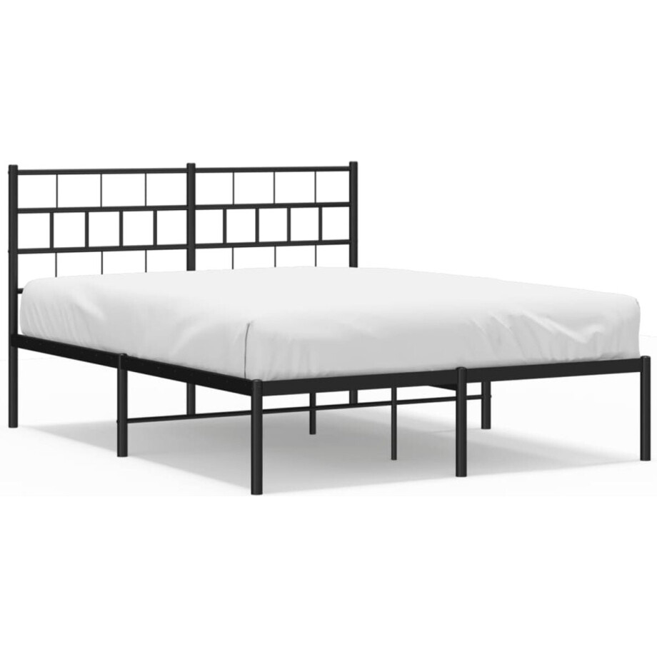 vidaXL - Bedframe - met - hoofdbord - metaal - zwart - 160x200 - cm afbeelding 1