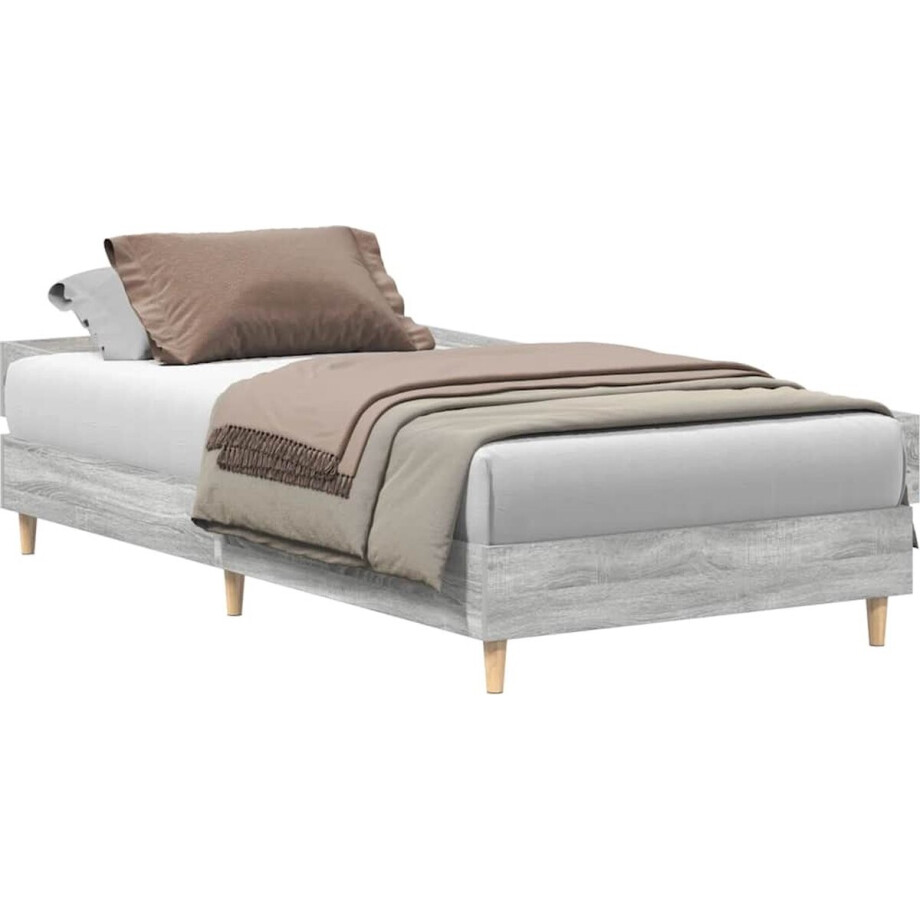 vidaXL - Bedframe - zonder - matras - 90x190 - cm - spaanplaat - grijs - Sonoma afbeelding 1